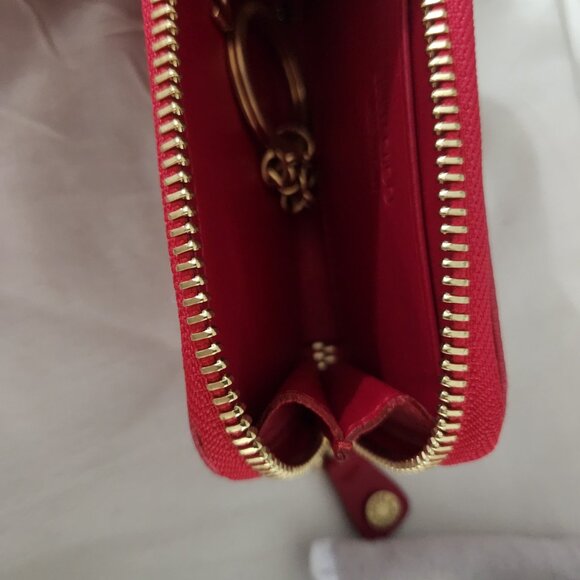 Rare Authentic Jimmy Choo London Coin Purse with Dust Bag and Keychain Red Gold - Picture 8 of 11